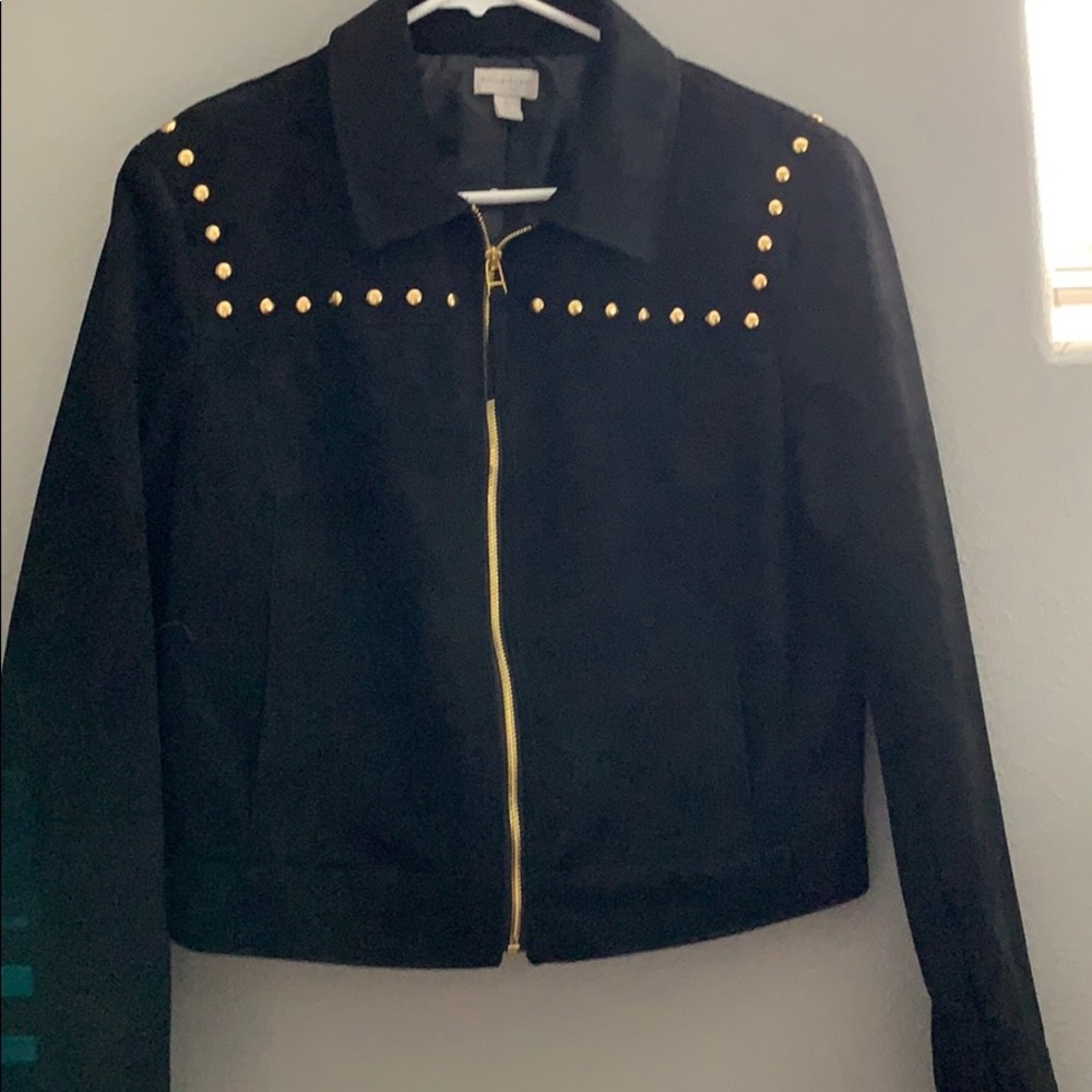 Belle Sky Black Felt Studded Women’s Jacket